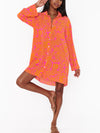 Beachclub Button Down Dress in Fuchsia Shells Pebble