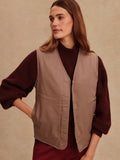 Lori Reversible Gilet in Ash Taupe & Birch