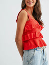 Ruffle Rendezvous Blouse in Tomato