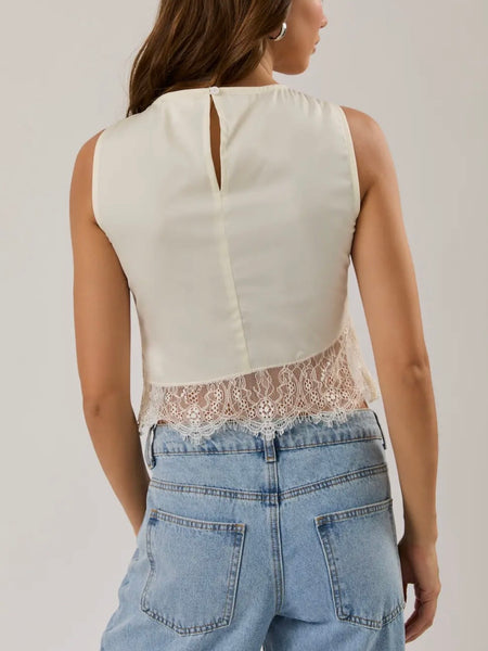 Long Lasting Lace Tank in Cream