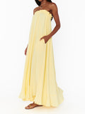 Around The World Maxi Dress in Yellow Gauze