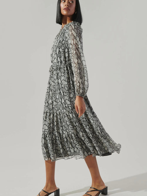 She's A Snake Midi Dress in Grey