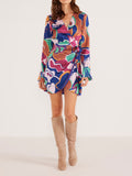 Lottie Wrap Dress in Abstract Floral