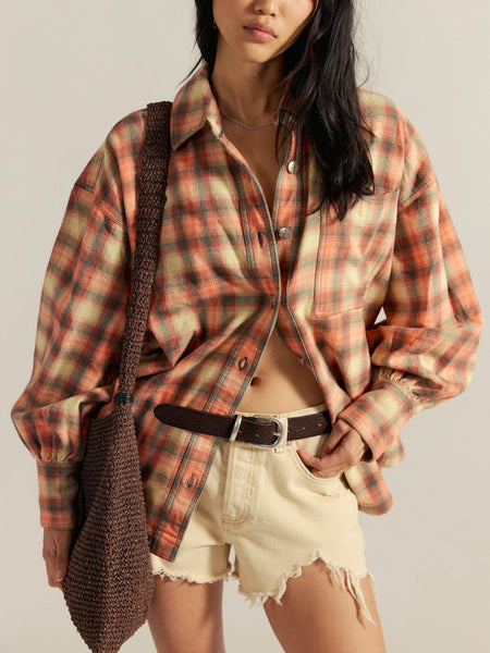 Ashley Plaid Shirt in Sand Combo