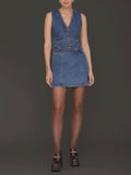 Braided Trim Denim Vest in Highside Wash