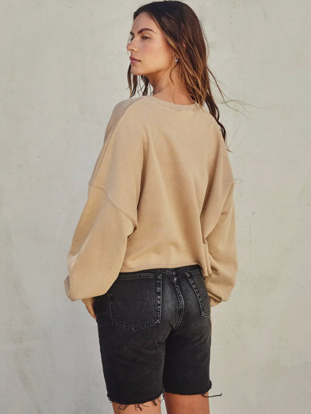 Crop Til You Drop Pullover in Warm Taupe