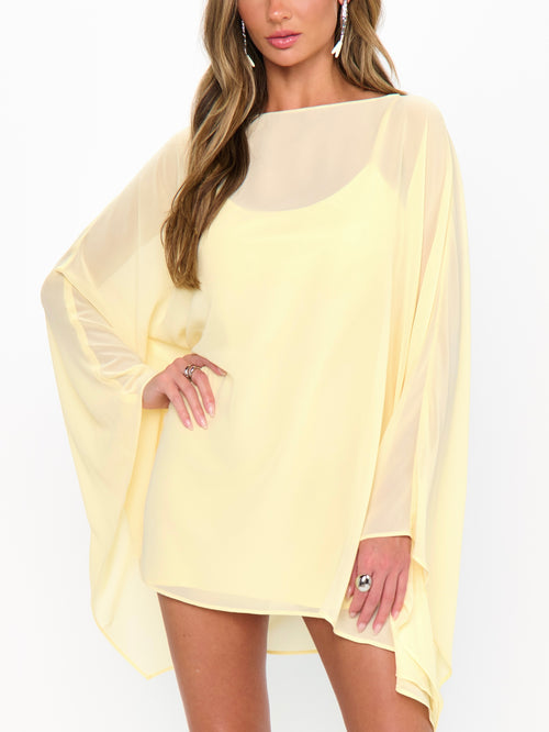 Olsen Mini Dress in Pale Yellow Chiffon