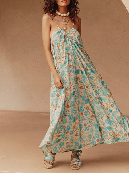 Goldie Strappy Maxi Dress in Lagoon