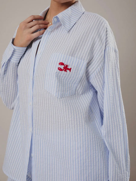 Lobster Love Button Up in Blue