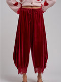 She's The Boss Velvet Balloon Pants in Red