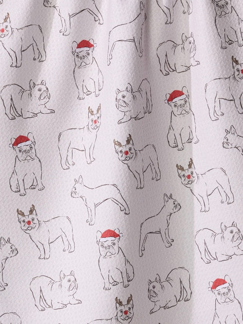 Festive Frenchies Tea Towel