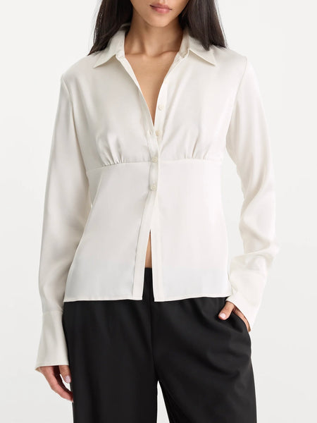 The Satin Femme Shirt in Chalk