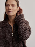 Amelia Half Zip Knit in Coffee Bean