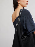 Suzie Suede Slouch Tote in Black