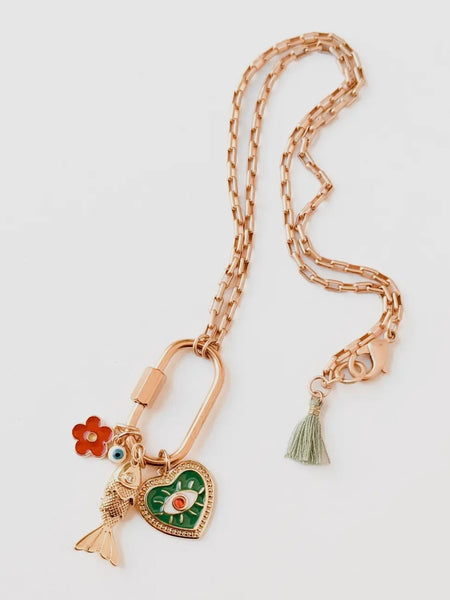 Eye Sea Carabiner Charm Necklace
