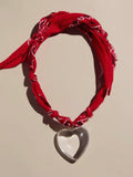 Acrylic Heart Red Bandana Necklace
