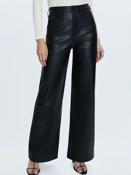 Lana Faux Leather Trouser in Slate Black