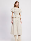 Azra Top in Ivory & Navy Pinstripe