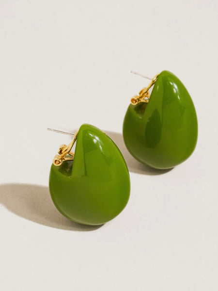 Oliee Olive Retro Earring in Green
