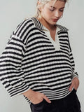 Silly Stripes Knit Top in Black & Ivory