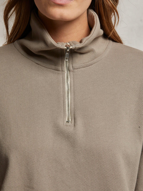 Maren French Terry Half Zip in Mushroom