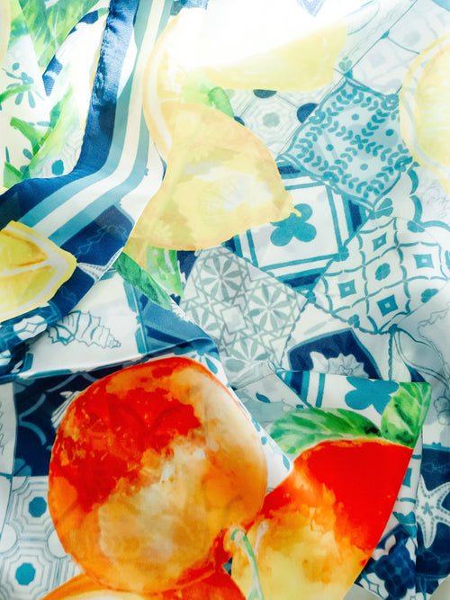 Lemon-y Fresh Bandana Scarf in Blue