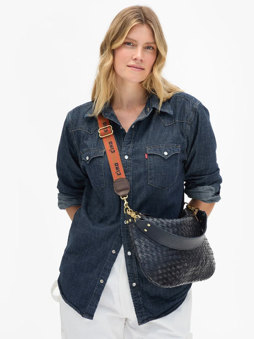Adjustable Crossbody Strap in Ciao Double Strap Tan & Navy