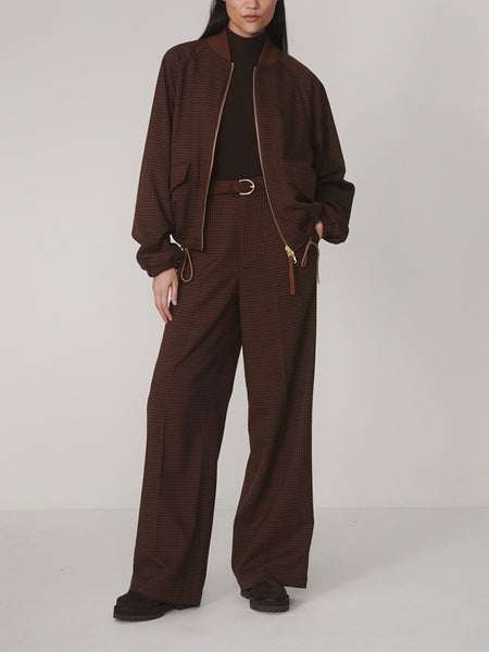 Layne Wide Leg 29.5 in Dark Cocoa Mini Check