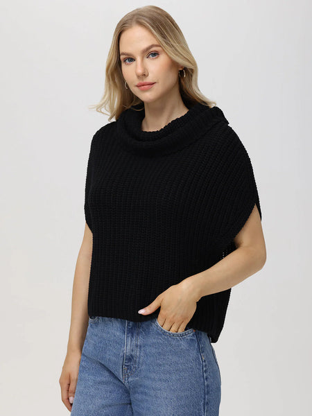 Cate Sleeveless Turtleneck Sweater in Black