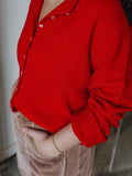 Piper Cardigan in Tomato Red