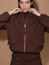 Keagan Short Blouson Jacket in Dark Cocoa Mini Check