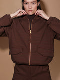 Keagan Short Blouson Jacket in Dark Cocoa Mini Check