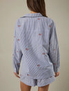 Embroidered Flag Button Down in Navy & White