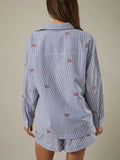 Embroidered Flag Button Down in Navy & White