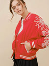 Earn Your Pearls Varsity Jacket in Red