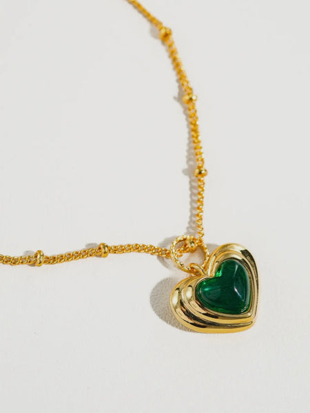 Girona Petite Heart Necklace in Green