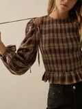 Flannel By The Fire Top in Brown
