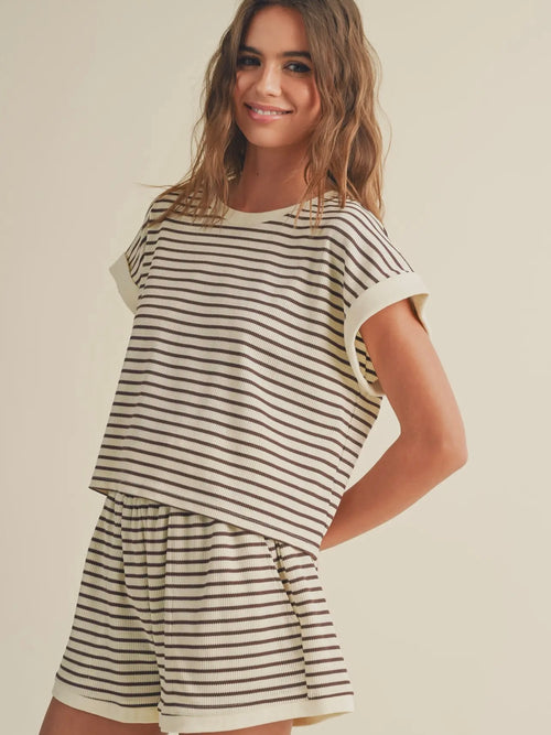 A Time To Stripe Top in Brown