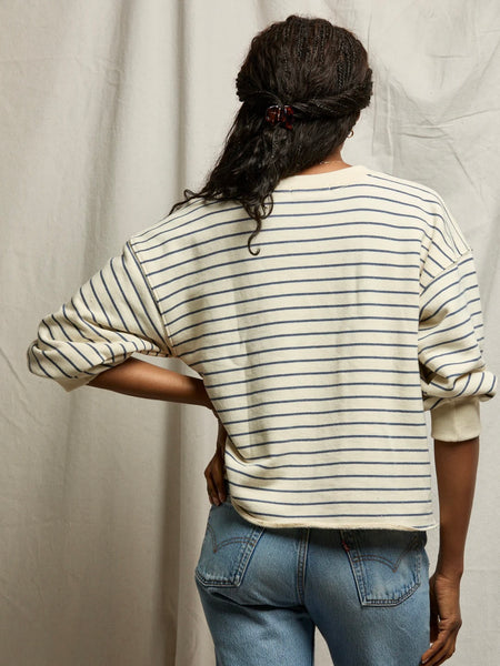 Niall Fleece Pullover in Navy Stripe