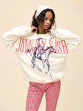 Johnny Cash Wilderness Boyfriend Crew in Stone Vintage