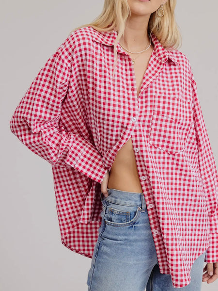 Picnic Club Button Down in Ruby