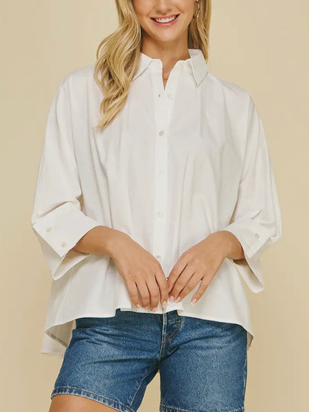 She's A Staple Button Down in White