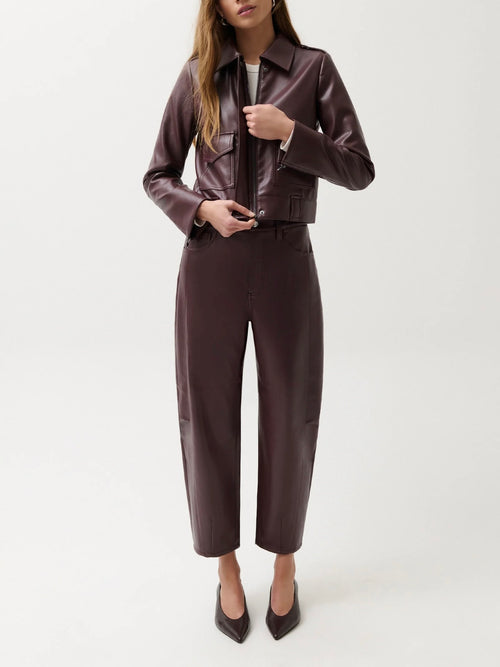 Eli Faux Leather Pant in Cabernet