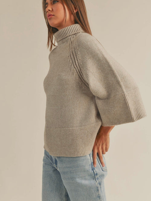 Wing Woman Sweater in Taupe Grey