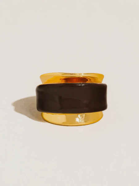 Josiah Enamel Band Ring in Brown