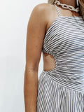 Between The Lines Midi Dress in Navy