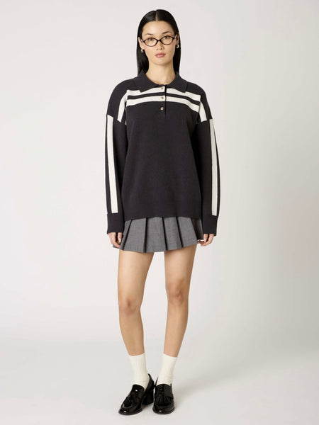 Rivka Sweater in Charcoal Stripe