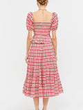 Clemence Plaid Blouse in Red