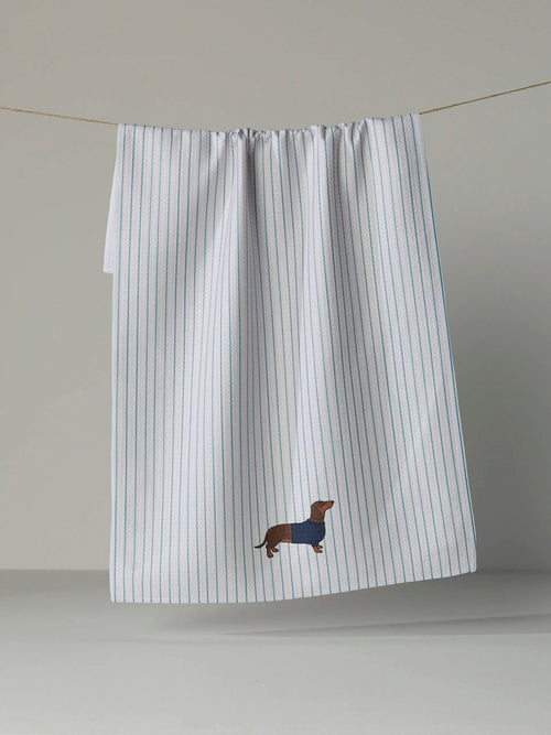 Doxie Stripe Tea Towel