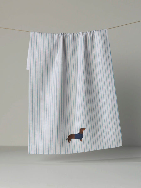 Doxie Stripe Tea Towel